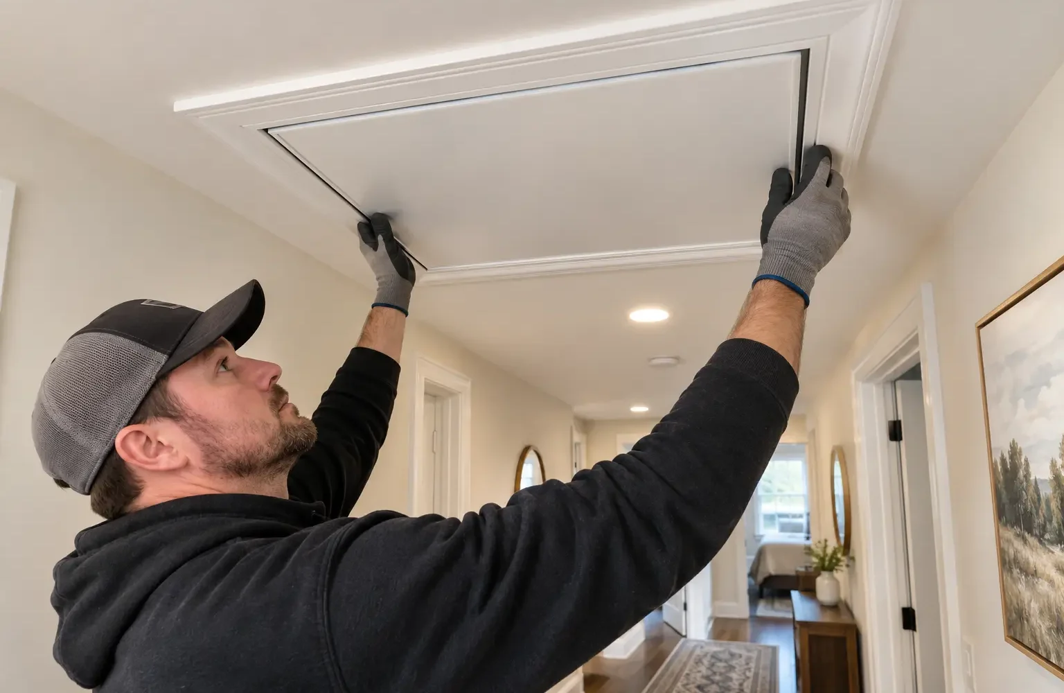 An insulated hatch fitted with continuous weatherstripping.