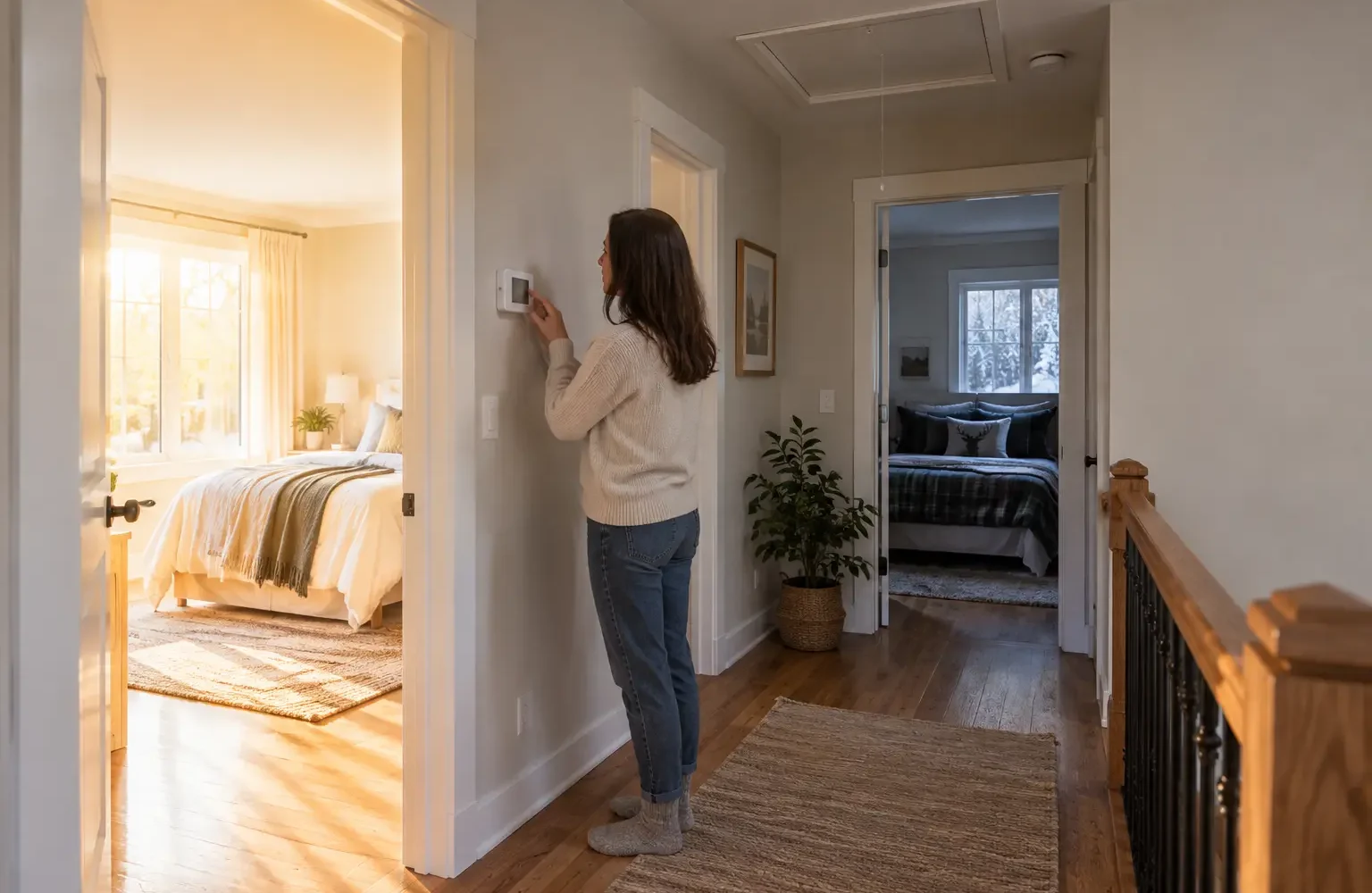 Upstairs rooms with different comfort conditions across the seasons