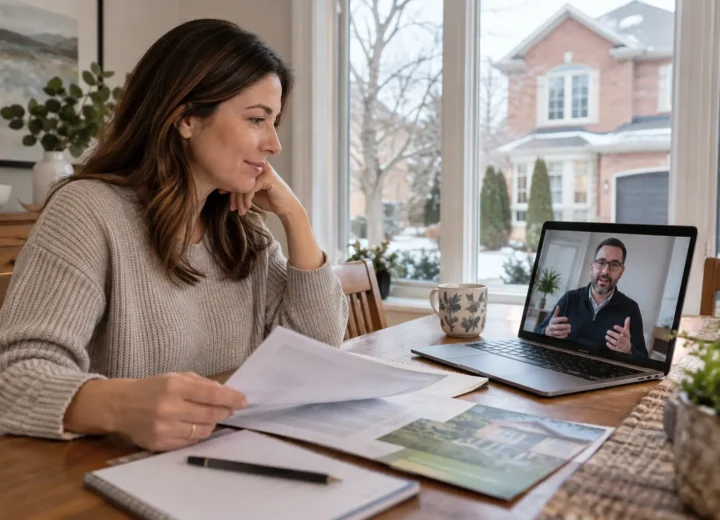 Oakville homeowner reviewing home energy upgrade information